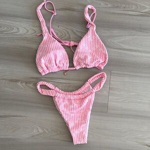 Pink Striped Bikini Set